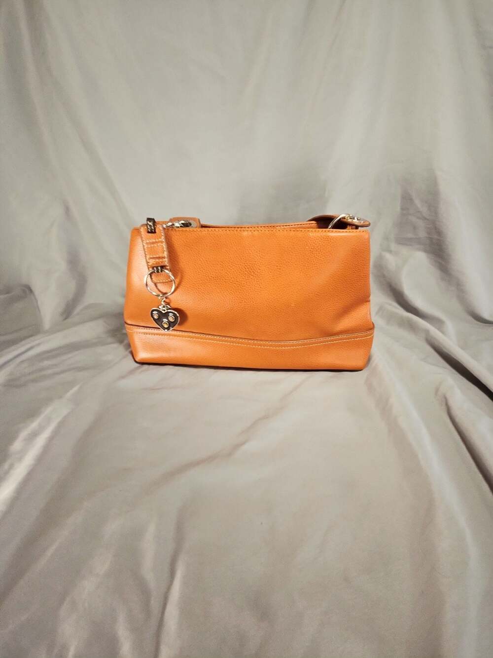 Tommy Hilfiger Pebbled Leather Hobo Shoulder Bag with Heart Charm